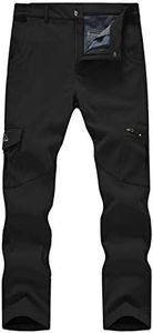 Rdruko Men's Waterproof Snow Pants Ski Snowboard Hiking Softshell Fleece Insulated Winter Pants(Black, CA 38)