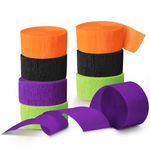 NICROLANDEE Halloween Party Supplies - 8 Rolls Black Orange Crepe Paper Streamers Tassels Streamer Paper for Halloween Theme Party, Horror Party, Birthday, Home Party Backdrop Decorations, 82ft Long