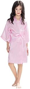 Shanghai Story Girls' Satin Kimono Solid Robe for Cosplay Party Wedding Birthday Pink Size 6