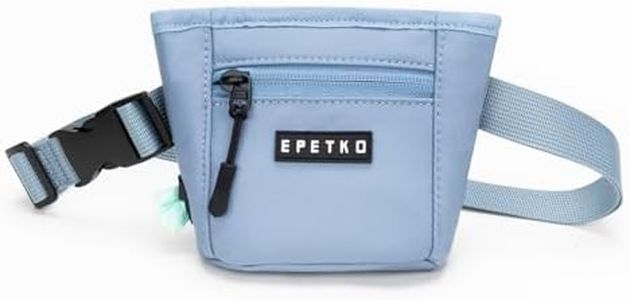 EPETKO Dog Treat Pouch, Powerful Magnet Closure Device Dog Training Treat Bag Large Capacity Pet Treat Pouch with Poop Bag Dispenser Treat Bag for Dog Training with Metal Waistband Clip (Light Blue)