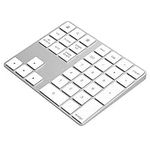 Bluetooth Numeric Keypad, Aluminum Wireless Bluetooth 34-Key Number pad with Multiple Shortcuts for Computer Laptop Windows Surface Pro Apple iMac iPad Android Tablet Smartphone- Silver