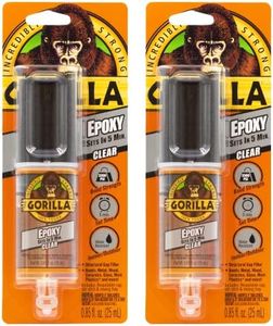 Gorilla 2 Part Epoxy, 5 Minute Set, Incredibly Strong Bonding, .85 Ounce Syringe, Clear, (Pack of 2)