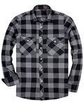 Alimens & Gentle Men's Button Down Regular Fit Long Sleeve Plaid Flannel Casual Shirts - Color: Grey&Black, Size: 3X-Large