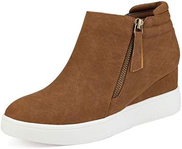 DREAM PAIRS Womens Tan Casual Platform Wedge Sneaker Booties Size 10 M US Wedge-Snkr-2, Tan-2