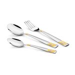 FnS RAGA 24 Karat Gold Plated 18 Pcs Cutlery Set (6 Pc Dinner Spoons, 6 Pc Dinner Fork, 6 Pc Tea Spoons)