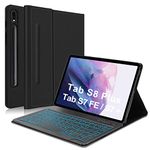 Samsung Galaxy Tab S8+/S7 FE 2021/S7 Plus 2020 Case, Detachable Bluetooth Backlit 12.4" Keyboard Protective Cover with S Pen Holder, Black(Tab Not Included)