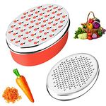 Kettion Cheese Grater with Airtight Storage Container,Cheese Shredder&Vegetable Grater(2-in-1)，Box Grater (Red)