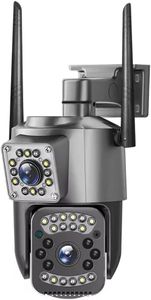 DDLC 1080P WiFi Dual-Lens/Dual-Screen 6MP HD Wireless Security Camera with 360° PTZ, Color Night Vision & IP66 Waterproof Design Two Way Audio/Supports SD Card Up to 256 GB (Dual Lens PTZ Camera)