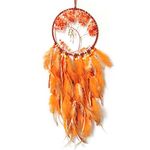 Donko Dream Catchers Orange Feather Dream Catcher with Crystal Stone Tree of Life Dream Catcher for Adult Bedroom Wall Decor Wall Hanging Ornaments Crafts