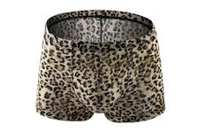 Panegy Sexy Boxer Shorts for Mens Leopard Sleep Shorts Stretch Lounge Thongs Breathable Low Rise G-String Lingerie 2XL