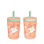 Zak Designs Kelso 15 oz Tumbler Set, (Unicorn) Non-BPA Leak-Proof Screw-On Lid with Straw Made of Durable Plastic and Silicone, Perfect Baby Cup Bundle for Kids (2pc Set), 2 Count (Pack of 1)