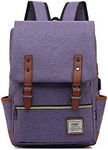 Puppy Concepts Men Women Vintage Chic Canvas Backpack Rucksack School Travel Laptop College Bag (Purple Gold Zipper)