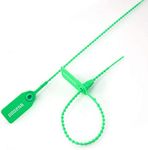 Plastic Security Seals Tamper Evident Tags Self Locking Zip Ties Numbered Pull Tight Signage 250mm for Fire Extinguisher Truck Pack of 100 (Green)