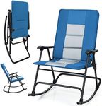 RELAX4LIFE Folding Rocking Chair, Oversized Garden Relaxing Recliner with Padded Back and Armrest, Indoor Outdoor Zero Gravity Seat for Backyard Pool Balcony (Blue)