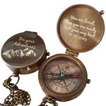 SFdizayn Custom Engraved Working Brass Compass, Personalized Compass Gift for Men