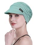 Bamboo Baseball Cap for Chemotherapy Women Easy Wear Head Cover for Patients Hair Loss Classic Cotton Cap Medical Gifts Lake-Green