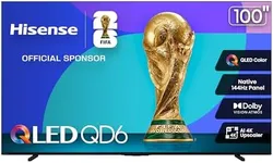 Hisense 100-Inch Class QD6 Series QLED 4K UHD Smart Fire TV (100QD6QF, 2025 Model) - QLED, Native 144Hz, Dolby Vision IQ, Dolby Atmos, Motion Rate 240, HDR 10+, Game Mode Plus, Alexa Built in
