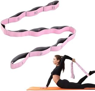 AiQInu Banda de Estiramiento de Yoga, Ajustable Yoga Stretch Bandas con 11 Anillos, Bandas Elasticas Fitness para Pilates, Yoga, Latino, Gimnasia