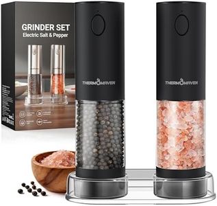 ThermoMaven Electric Salt and Pepper Grinder Set, 110ml Larger Rechargeable Automatic Salt and Pepper Mill Grinder with 6 Adjustable Coarseness, Electric Salt and Pepper Shakers, LED, Midnight Black