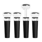 mafiti Set of 4 Wine Stoppers, Wine Bottle Stopper with Built-in Vacuum Wine Saver Pump Food-safe Silicone Caps, Keep Wine Fresh Up to a Week