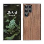 kwmobile Real Wood Case Compatible with Samsung Galaxy S24 Ultra Case - Hard Wooden Cover w/TPU Bumper - Dark Brown