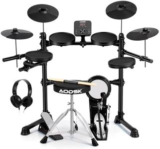 AODSK Electric Drum Set for Beginners with 241 Sounds,4 Quiet Drum Pads,2 Pedal,Throne,Sticks,Electronic Drum with Headphone,AED-400pro (UAED-400 adult version)