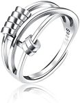 Anxiety Ring, Fidget Ring Anxiety Rings for Women Spinner Ring, Silver Plated Fidget Rings for Anxiety Stress Reliever Spinner Rings, Adjustable Rings for Women Men, Jewelry Gift for Women Girls