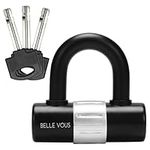 Belle Vous Black Heavy Duty U Lock Bicycle Chain Shackle with 3 Keys - 15mm Anti-Theft and Anti-Cut Security Lock - Hardened Steel Disc Lock for Locking Up Bike, Motorcycle, Moped or Gate