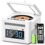 Sunoony 5000mAh Rechargeable CD Player Boombox with Alarm Clock and Time Display, Portable CD Player with Bluetooth Transmitter, Radio CD Player with Remote, AUX/TF/USB Drive for Home, Outdoor, Gift