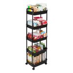 Vtopmart 5 Tier Rolling Cart with Wheels, Detachable Utility Storage Cart with Handle and Lockable Casters, Heavy Duty Storage Basket Organizer Shelves, Easy Assemble for Office, Bathroom, Kitchen
