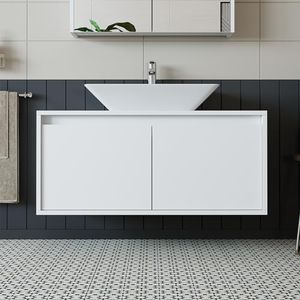 ROOMART • Mobili da bagno • Atlantic • Lavabo in ceramica con mobiletto da 65 cm, 85 cm, 100 cm, colore bianco – rovere antracite • bianco (bianco, 100 cm)
