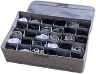 AARAINBOW Underwear Socks Ties Storage Organizer with Lids Foldable Closet Drawer Organizer 30 Cells, Wardrobe Storage Boxe for Scarves and Lingerie (30 Cell, Gray)