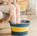 Whixant Collapsible Foot Bath Basin Tub for Soaking Feet, Plastic Foldable Foot Spa Bucket Tools with Handle and Massager Acupoint for Camping Travel - Multicolor