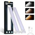 WEAOSJZ Under Cabinet Lights 2 Pack, 12 Inch Rechargeable Motion Sensor Under Cabinet Strip Lights Indoor 2000mAh Adjustable 3 Colors USB Rechargeable Makeup Light for Closet,Kitchen,Bedroom,Wall