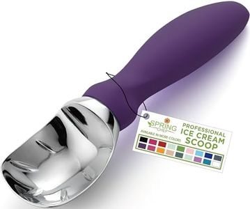 Spring Chef Ice Cream Scoop with Soft Grip Handle, Professional Heavy Duty Sturdy Scooper, Premium Kitchen Tool for Cookie Dough, Gelato, Sorbet, Purple