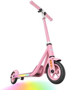Gobazaar Electric Scooter for Kids Ages 6-14, 150W Hub Motor, Colorful Lights, LED Display, Dual Brake System, 4 Height Adjustable Electric Scooter, Best Gifts for Kids