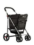 ROLSER Basket Polar 4 Big Wheel 2 Swivelling Foldable Shopping Trolley - Black