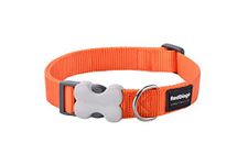 Red Dingo Bucklebone Dog Collar Plain, Orange, Large 25mm