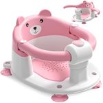 EzyWay Baby Bath Seat for Babies 6 Months & Up, Toddler Bath Seats for Babies Sitting Up, Non-Slip Infant Bath Tub Chair with 4 Suction Cups & Soft Cushion for Shower (Pink)