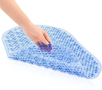 OTraki Alfombrilla Ducha Antideslizante con Ventosas Fuerte, 69x39cm Alfombrilla de Bañera Lavable a Máquina para Baño, Bebe, Niño, Resistentes al Moho Azúl