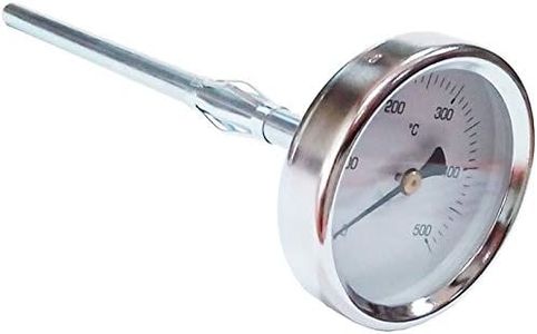 Easyricambi Termómetro para horno de leña y barbacoa. Mide la temperatura de 0 a 500 °C con sonda rígida lineal de 30 cm.