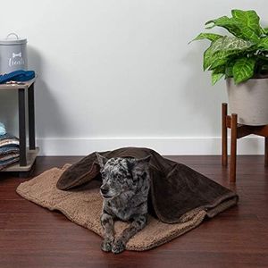 FurHaven Pet Throw Blanket | Snuggly & Warm Faux Lambswool & Terry Pet Throw Blanket, Espresso, Medium