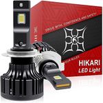 Hikari 2025 H7 20000LM LED Headlight Bulbs, 45W Upgraded Core-12 LED, High Lumens LED Kit, 6000k Cool White, IP68 Waterproof, Halogen Upgrade Replacement