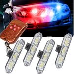 GH GENERIC HUB Wireless Remote 4X3/Led Police Light For Car Front Grille Dc 12V Strobe Warning Light For Car Truck Emergency Light Flashing Firemen Lights With Remote By Hub