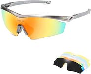 DUCO POLARIZED Sports Sunglasses Cycling Glasses With 5 Interchangeable Lenses (0022 Gunmetal)