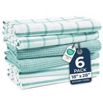 LANE LINEN Cotton Kitchen Towels and Dish Cloths Set, 6-Pack – Absorbent, Quick-Drying Dish Towel, 18" x 28", Soft, Premium Hand and Tea Towels - Aqua