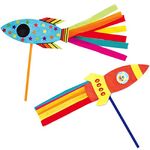 Baker Ross AX180 Rocket Wand Kits - Pack of 8, Card Blanks for Children to Design and Decorate, Ideal for School Work, Home Activities and Craft Group Projects