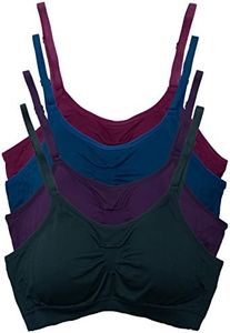 Kalon 4 Pack Nylon Spandex Removable Pads Comfort Bras Ext Sizes (X-Large, D. Vintage)