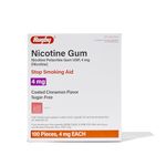 Rugby Polacrilex 4mg Nicotine Gum - Smoking and Vaping Quitting Aid - Sugar-Free - 100 Count - Coated Cinnamon Flavor