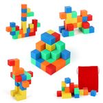 30pcs Magnetic Blocks, Montessori Magnetic Cubes with Storage Bag 3D Color Building Blocks Magnet Learning Toys Preschool Educational Cubes for Kids Toddlers Boys Girls Age 3-8